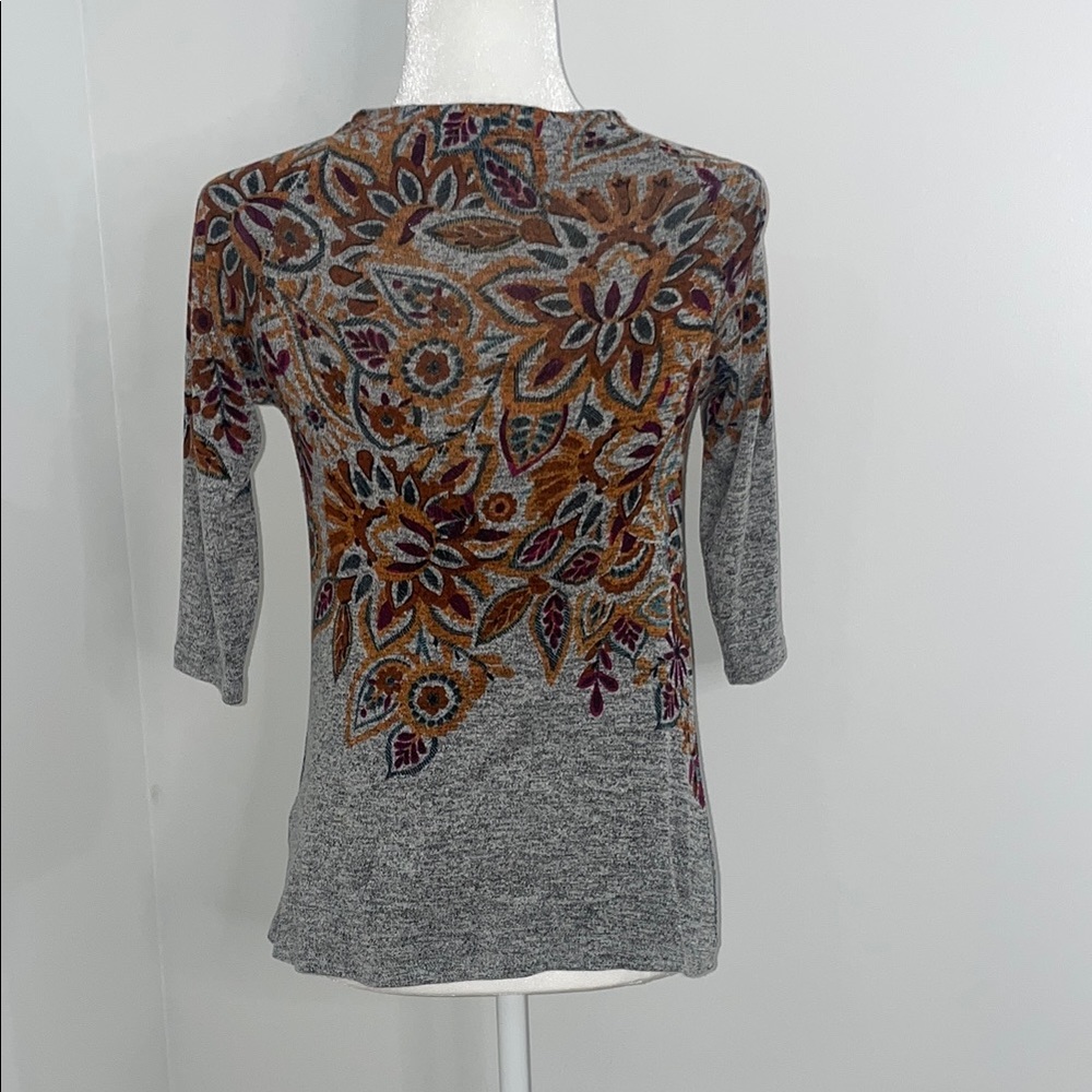 Anthropologie Gray and Brown Cowl Neck Sweater - Picture 3 of 4